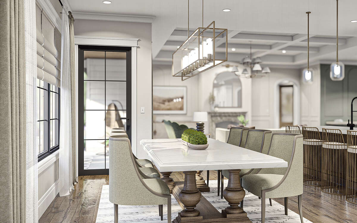 Dining Area with Large Windows in The Modern Transitional Floorplan by America's Best House Plans and Triple Crown in Raleigh